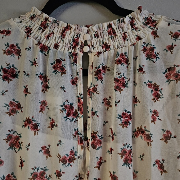 Torrid Mini Chiffon Smocked Dress Rose Floral Size 3 NWT - Picture 6 of 7